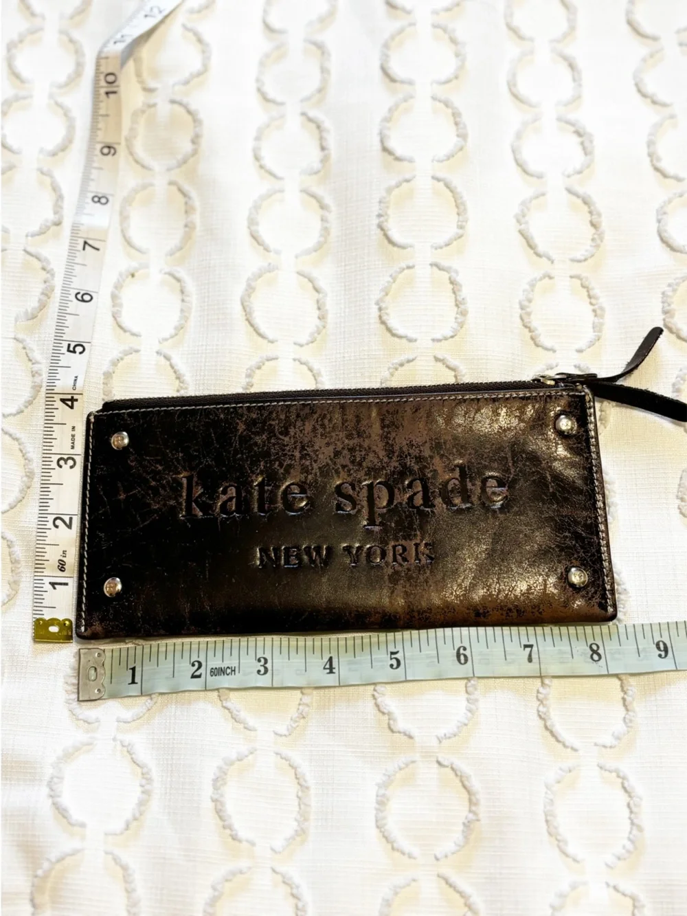 Vintage Y2K Kate Spade Distressed Leather Wallet Wristlet Brown